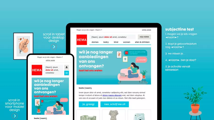 Mockups of the webdesign made for Hema